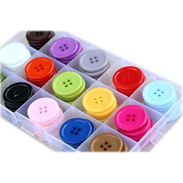 GANSSIA 1 Inch (25mm) 15 Colors Assorted Buttons Sewing Flatback Button Multicolors Pack of 90 with ...