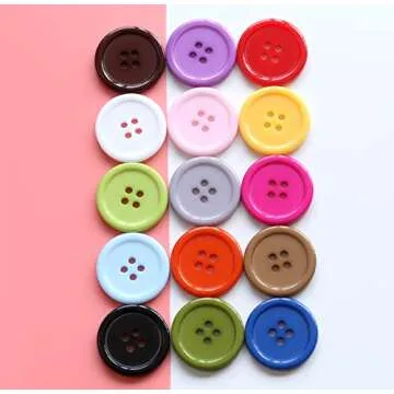 GANSSIA 1 Inch (25mm) 15 Colors Assorted Buttons Sewing Flatback Button Multicolors Pack of 90 with Box (Each Color 6 pcs)