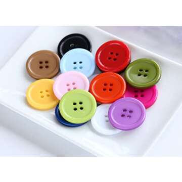 GANSSIA 1 Inch (25mm) 15 Colors Assorted Buttons Sewing Flatback Button Multicolors Pack of 90 with Box (Each Color 6 pcs)