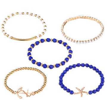 LUX Navy Nautical Starfish Anchor 5pc Arm Candy Set