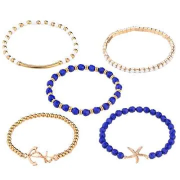 LUX Navy Nautical Starfish Anchor 5pc Arm Candy Set