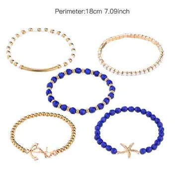 LUX Navy Nautical Starfish Anchor 5pc Arm Candy Set