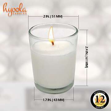 Elegant Hyoola White Votive Candles in Glass - 12 Pack