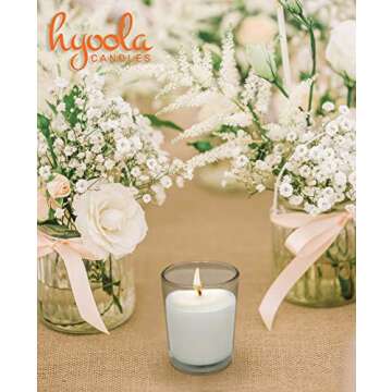 Elegant Hyoola White Votive Candles in Glass - 12 Pack