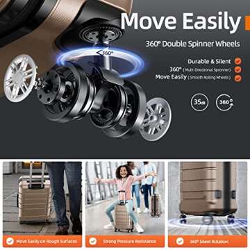 SHOWKOO Luggage Sets Expandable PC+ABS Durable Suitcase Double Wheels TSA Lock 3pcs, Champagne