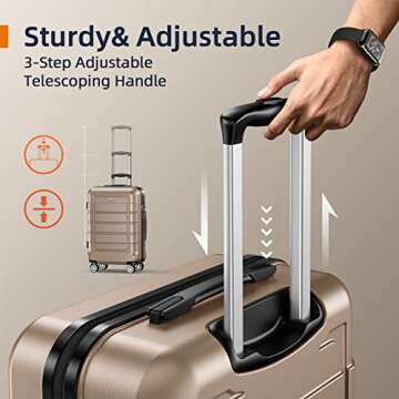 SHOWKOO Luggage Sets Expandable PC+ABS Durable Suitcase Double Wheels TSA Lock 3pcs, Champagne