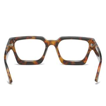 JOVAKIT Fashion Square Blue Light Glasses for Men Women Simple Designer Style Thick Frame Computer Eyeglasses Anti Eyestrain (Tortoise)