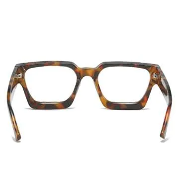 JOVAKIT Fashion Square Blue Light Glasses for Men Women Simple Designer Style Thick Frame Computer Eyeglasses Anti Eyestrain (Tortoise)