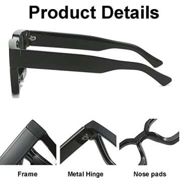 JOVAKIT Fashion Square Blue Light Glasses for Men Women Simple Designer Style Thick Frame Computer Eyeglasses Anti Eyestrain (Tortoise)