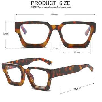 JOVAKIT Fashion Square Blue Light Glasses for Men Women Simple Designer Style Thick Frame Computer Eyeglasses Anti Eyestrain (Tortoise)
