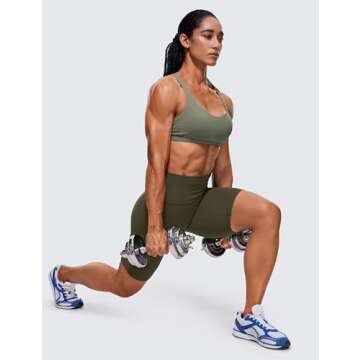 CRZ YOGA Womens Strappy Sports Bra - Criss Cross Back Padded Medium Support Wireless Gym Cami Workout Yoga Grey Sage Medium