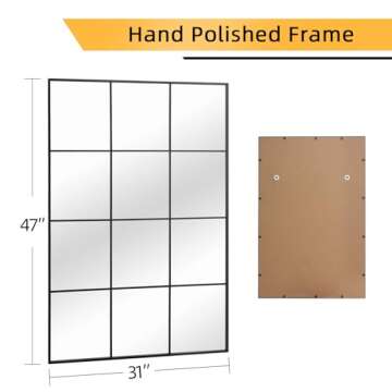 Muzilife 31x47 Black Rectangular Window Mirror - Stylish & Modern Home Accent