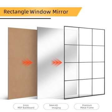 Muzilife 31x47 Black Rectangular Mirror for Stylish Homes