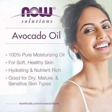 NOW Foods Solutions, Avocado Oil, 100% Pure Moisturizing Oil, Nutrient Rich and Hydrating, 4-Ounce