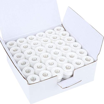 New brothread 144pcs White 60S/2(90WT) Prewound Bobbin Thread Plastic Size A SA156 for Embroidery an...