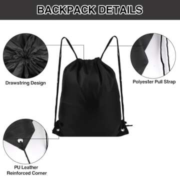 COIDEA Large Capacity Drawstring Backpack Set of 6