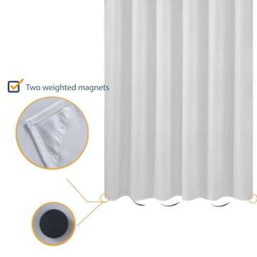 N&Y HOME Fabric Shower Curtain Liner Shorter Size 68 inches Height, Hotel Quality, Washable, White Bathroom Curtains with Grommets, 70x68