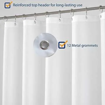 N&Y HOME Fabric Shower Curtain Liner Shorter Size 68 inches Height, Hotel Quality, Washable, White Bathroom Curtains with Grommets, 70x68