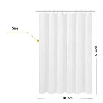 N&Y HOME Fabric Shower Curtain Liner Shorter Size 68 inches Height, Hotel Quality, Washable, White Bathroom Curtains with Grommets, 70x68