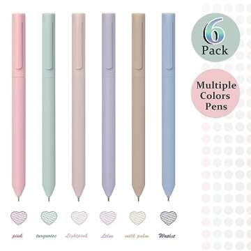 6PCS Colored Gel Pens Fine Point 0.5mm Assorted Colors Ink Pen for Drawing Journaling Notetaking Bib...