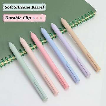 6PCS Colored Gel Pens Fine Point 0.5mm Assorted Colors Ink Pen for Drawing Journaling Notetaking Bible Non-Bleed Smooth Writing Pen Multi-colored No Smudge & Smear Office Back-to-School Supplies