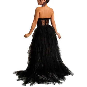Elegant Women Black Corset Dress for Formal Events