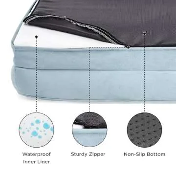 Bedsure Orthopedic Dog Bed for Medium Dogs - Waterproof, Supportive Foam Pet Couch Bed with Removable Washable Cover, Non-Skid Bottom, Light Blue