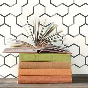 RoomMates RMK9091WP Black Open Geometric Peel and Stick Wallpaper - Easy Application!