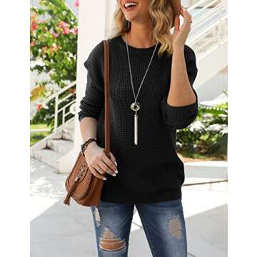 MEROKEETY Women's 2024 Long Sleeve Waffle Knit Sweater - A Cozy Essential!