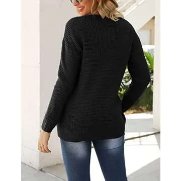 MEROKEETY Women's Stylish Waffle Knit Sweater for All Occasions