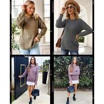 MEROKEETY Women's Stylish Waffle Knit Sweater for All Occasions