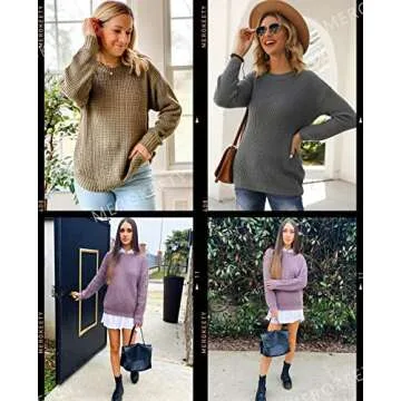 MEROKEETY Women's Stylish Waffle Knit Sweater for All Occasions
