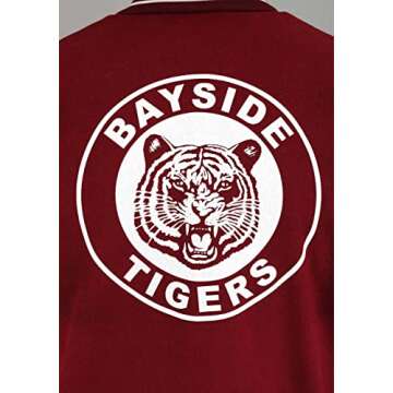 Fun Costumes Bayside High Letterman's Jacket for Adults Polyester, Faux Leather, Rib Knit Fabrics Metal Snaps