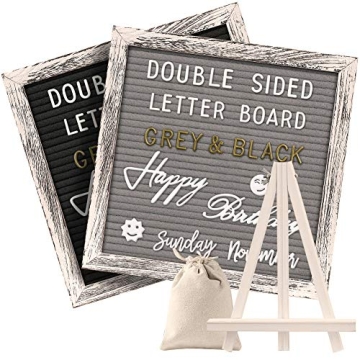 Double Sided Rustic Felt Letter Board with 10x10in Vintage Wood Frame,750 Precut Letters,Months & Da...