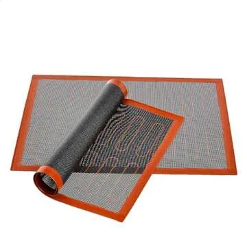 Amazon Basics Silicone Non-Stick Eclair Baking Mat, Reusable, Easy to Clean, 2 Pack, Black/Red/White, Rectangular, 15.7" x 11.8" (Previously AmazonCommercial brand)