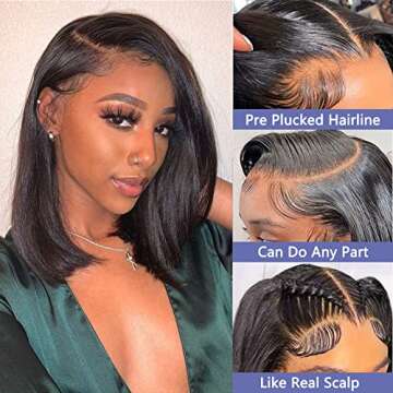SORPRESA Bob Wig Human Hair 13x4 Lace Front Wigs Pre Plucked Glueless 180% Density Short Bob for Bla...