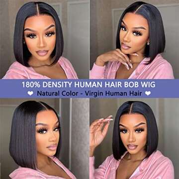SORPRESA Bob Wig Human Hair 13x4 Lace Front Wigs Pre Plucked Glueless 180% Density Short Bob for Black Women Straight Bob Frontal Natural 12inch, 13x4 Bob Wig, 1.0 Count