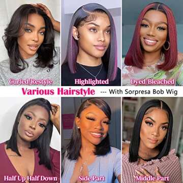 SORPRESA Bob Wig Human Hair 13x4 Lace Front Wigs Pre Plucked Glueless 180% Density Short Bob for Black Women Straight Bob Frontal Natural 12inch, 13x4 Bob Wig, 1.0 Count