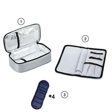 ALLCAMP Insulin Cooler Travel Case with 4 Ice Pack and Insulation Liner for Diabetic Organize Medication (9X 4.72x 3.14 inches)