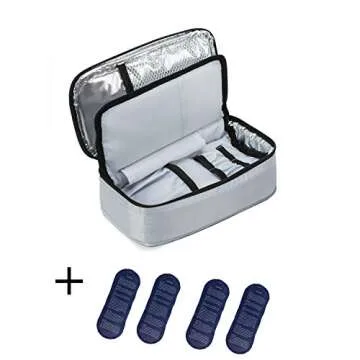 ALLCAMP Insulin Cooler Travel Case with 4 Ice Pack and Insulation Liner for Diabetic Organize Medication (9X 4.72x 3.14 inches)