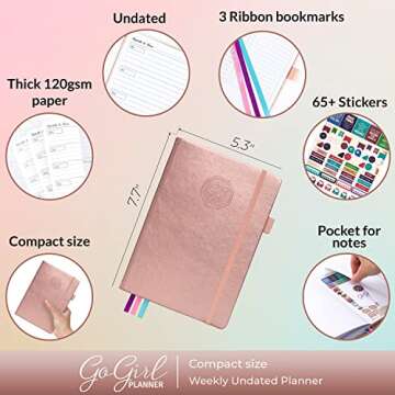 GoGirl Planner and Organizer for Women – Compact Size Weekly Planner, Goals Journal & Agenda to Im...