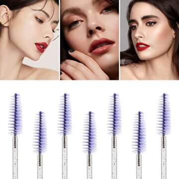 100 Pcs Disposable Mascara Wands, Lash Brushes with Container, Crystal Eyebrow Spoolies Brush for Eyelash Extensions (Purple)