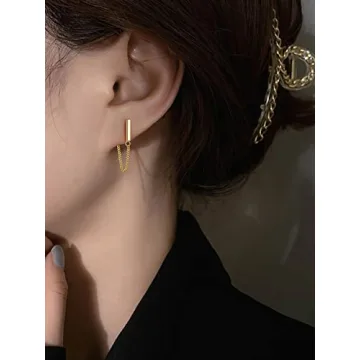 Stylish 925 Sterling Silver Minimalist Bar Earrings