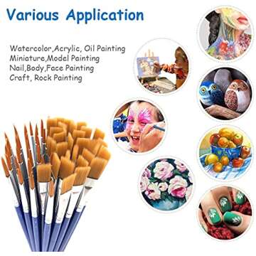 65Pcs Paint Brushes Palettes Set,60pcs Flat Round Paint Brushes 5 PCS Paint Trays for Kid Classroom Crafts,Small Paint Brushes Bulk for Acrylic Oil Watercolor Canvas Face Rock Painting Party Painting