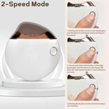 Electric Nail Clipper, USB Charging Automatic Nail Clipper, 2-Speed Levels Nail Cutter, Suitable for The Baby, Adults, Elderly, Nail Storage Function