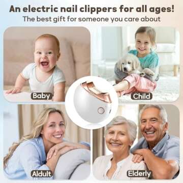 Electric Nail Clipper, USB Charging Automatic Nail Clipper, 2-Speed Levels Nail Cutter, Suitable for The Baby, Adults, Elderly, Nail Storage Function