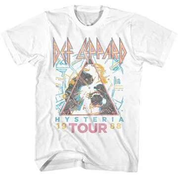 Def Leppard 1980s Heavy Hair Metal Band Rock & Roll Hysteria '88 Adult T-Shirt, White (3X-Large)