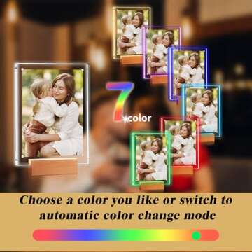 laapee Gifts for Girlfriend Boyfriend, 5x7 Acrylic Picture Frame with LED Color-changing Light, Doub...
