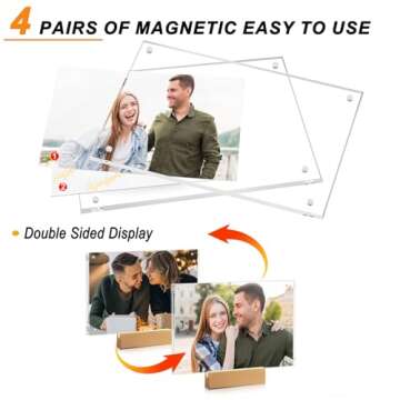 laapee Gifts for Girlfriend Boyfriend, 5x7 Acrylic Picture Frame with LED Color-changing Light, Double Sided Clear Magnetic Photo Frames, Valentine's Day Gifts for Men Women with Gift Card