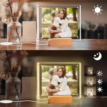 laapee Gifts for Girlfriend Boyfriend, 5x7 Acrylic Picture Frame with LED Color-changing Light, Double Sided Clear Magnetic Photo Frames, Valentine's Day Gifts for Men Women with Gift Card